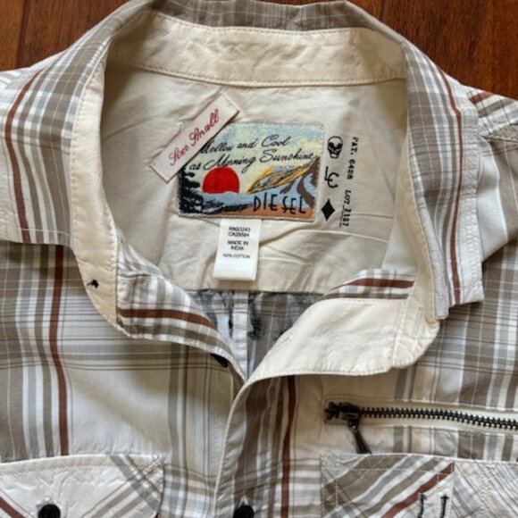 Diesel Men's Button Down Graphic Back Shirt - Picture 5 of 8